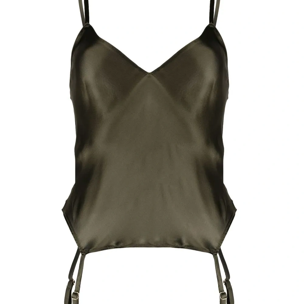 Атласный топ с поясом для чулок