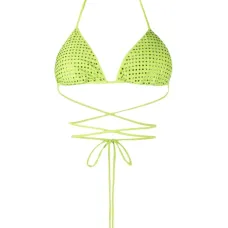 Топ бикини с треугольными чашками и кристаллами