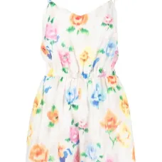 Платье мини без рукавов с цветочным принтом