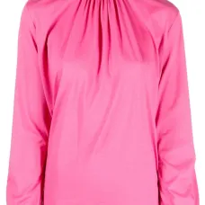 Блузка с высоким воротником и сборками Блузка с высоким воротником и сборками