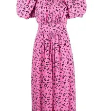 Жаккардовое платье миди с объемными рукавами Жаккардовое платье миди с объемными рукавами