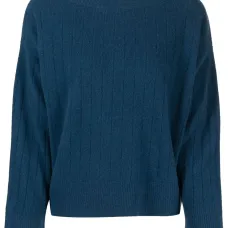 Джемпер в рубчик с широким вырезом