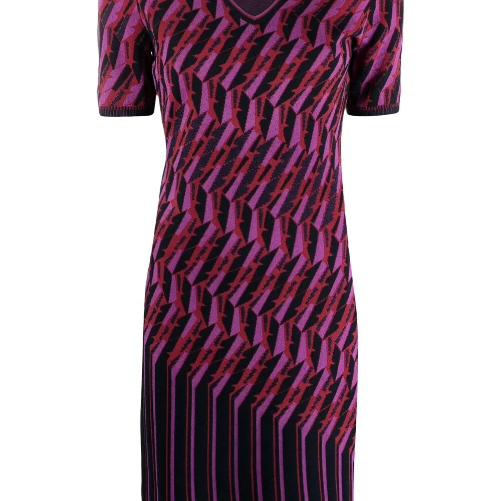Zig-zag intarsia-knit dress