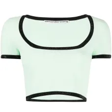 укороченная футболка с контрастной отделкой укороченная футболка с контрастной отделкой