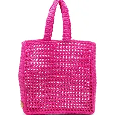 Соломенная сумка-тоут с нашивкой-логотипом