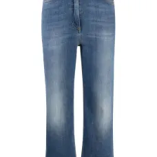 Укороченные джинсы с завышенной талией