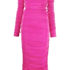 Платье макси с открытыми плечами и сборками Платье макси с открытыми плечами и сборками