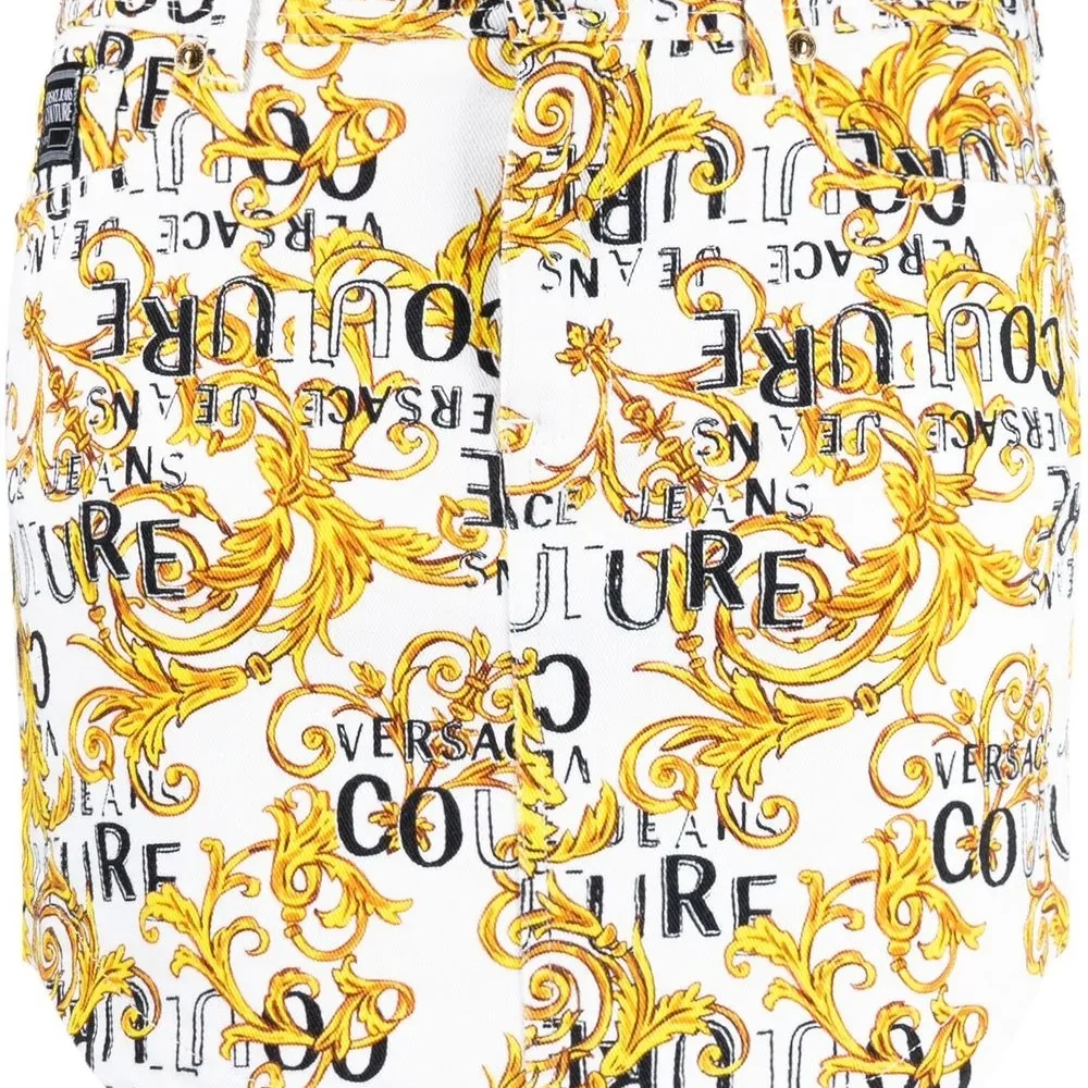 Джинсовая юбка мини с принтом Logo Couture