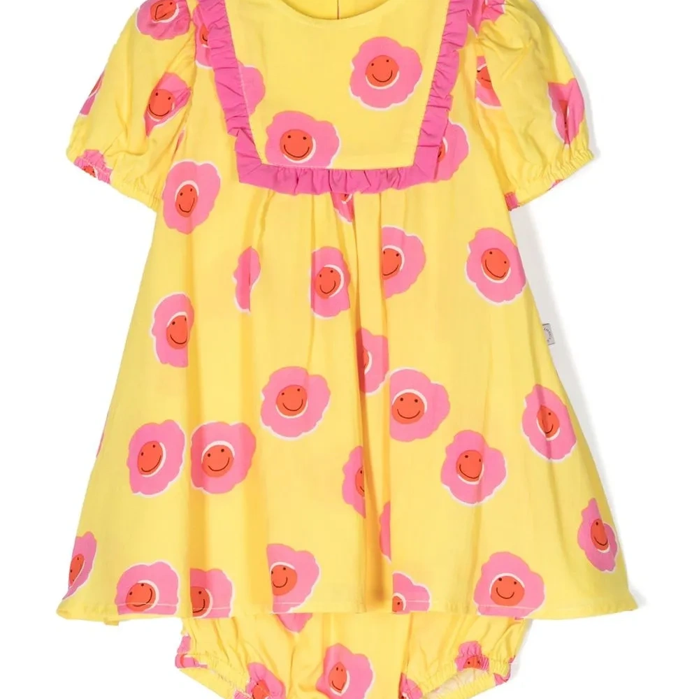 Платье с объемными рукавами и цветочным принтом