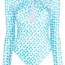 Боди с длинными рукавами и геометричным принтом