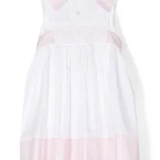 Расклешенное платье с отделкой в полоску