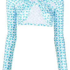 Укороченный топ с узором и сборками Укороченный топ с узором и сборками