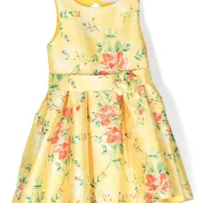 Платье с цветочной аппликацией и складками Платье с цветочной аппликацией и складками