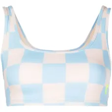Спортивный бюстгальтер в клетку с вырезами