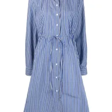 Полосатое платье-рубашка миди