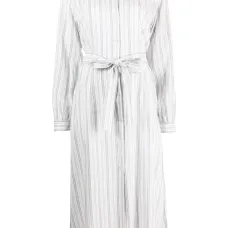 Полосатое платье с поясом