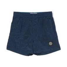 Шорты с жатым эффектом и нашивкой-логотипом