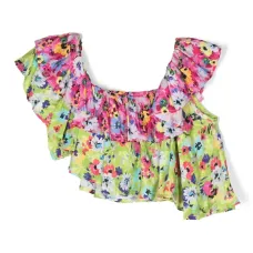 Блузка с оборками и цветочным принтом