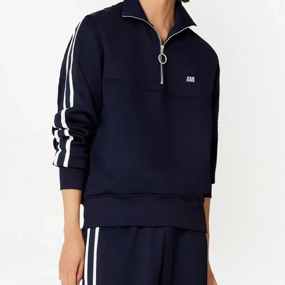 Толстовка с воротником на молнии и полосками