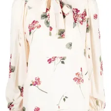 Блузка с бантом и цветочным принтом