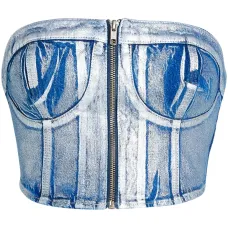 Джинсовый топ-бюстье с аппликацией KLJ Джинсовый топ-бюстье с аппликацией KLJ