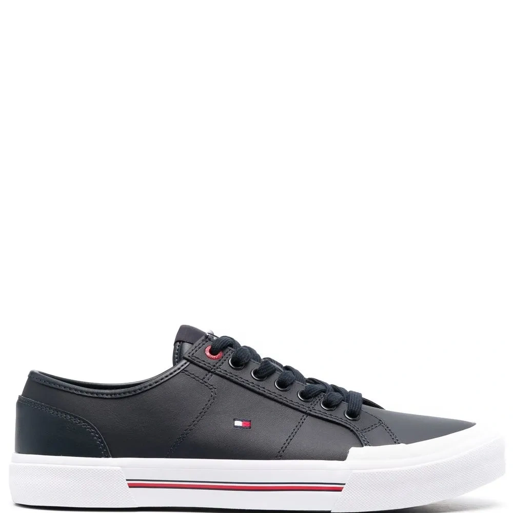Logo-embroidered low-top leather sneakers