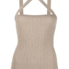 Топ фактурной вязки с вырезом халтер