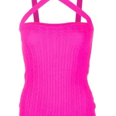 Топ фактурной вязки с вырезом халтер