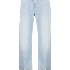 Укороченные джинсы с бахромой