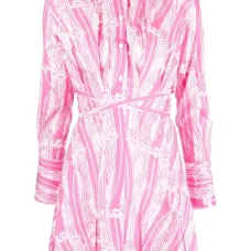 Платье-рубашка с завязками и принтом