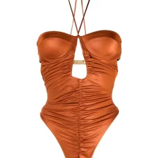 атласный купальник с вырезом-халтер атласный купальник с вырезом-халтер