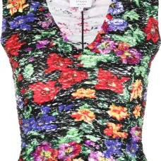Топ со сборками и цветочным принтом