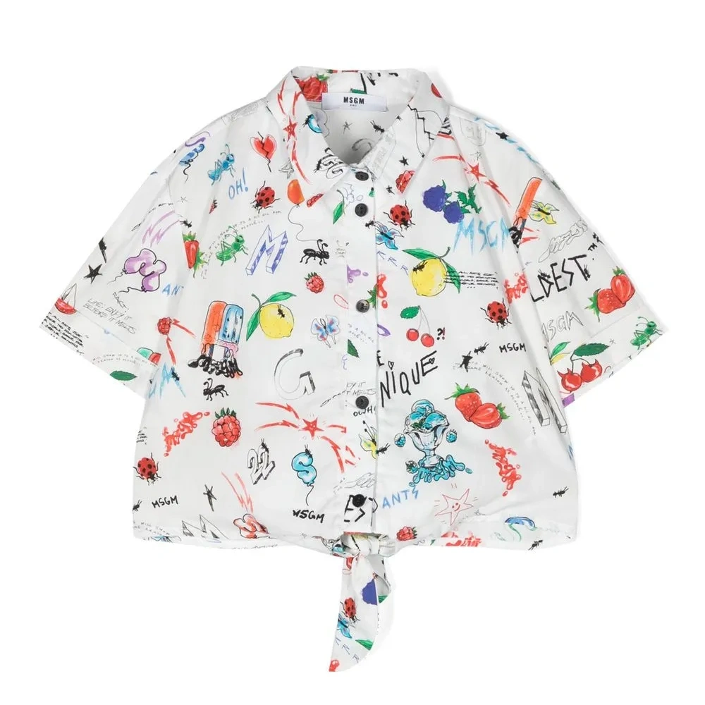 Укороченная блузка с графичным принтом