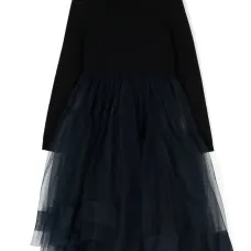 Платье в рубчик с тюлем