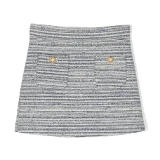 Твидовая юбка мини с накладными карманами