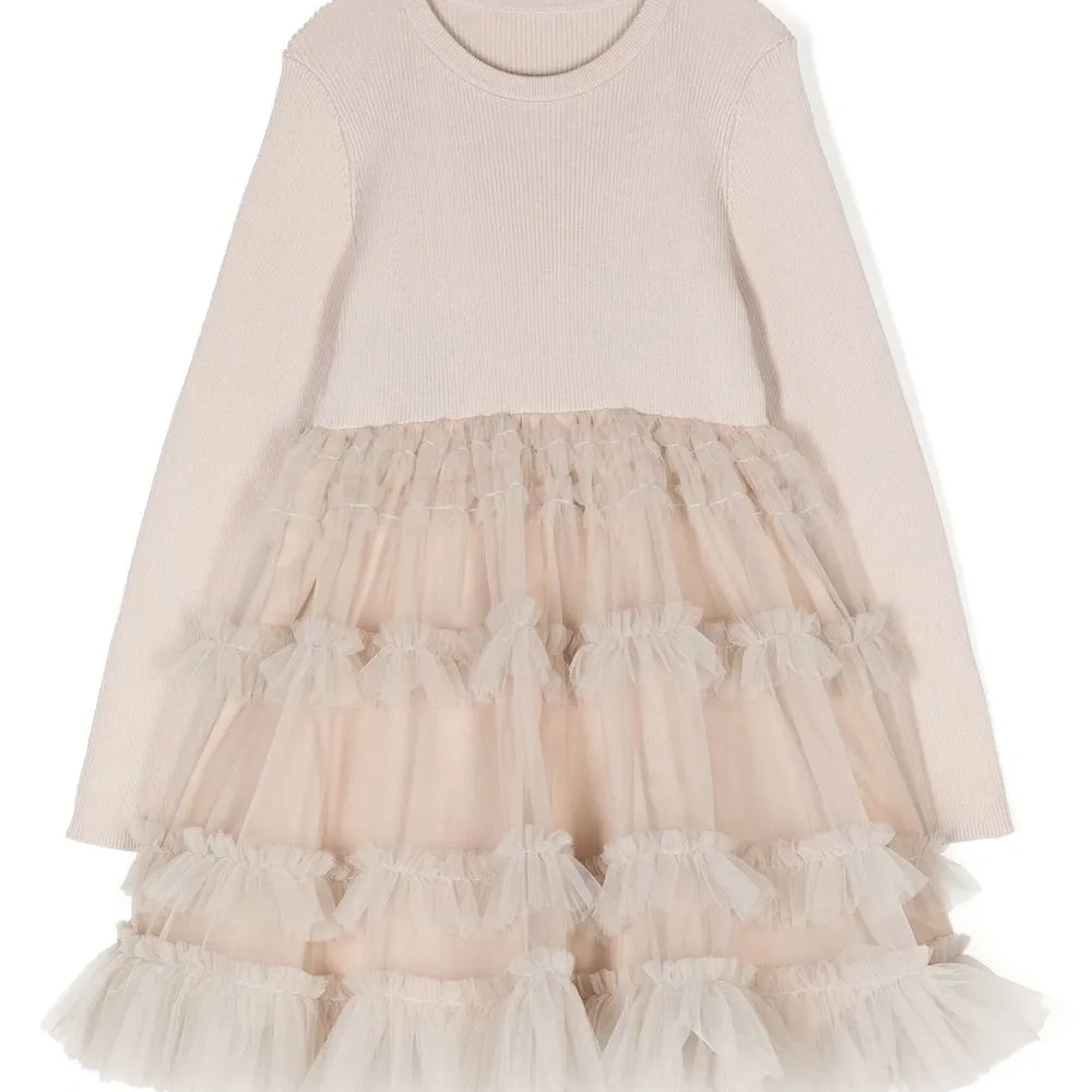 Сетчатое платье с круглым вырезом