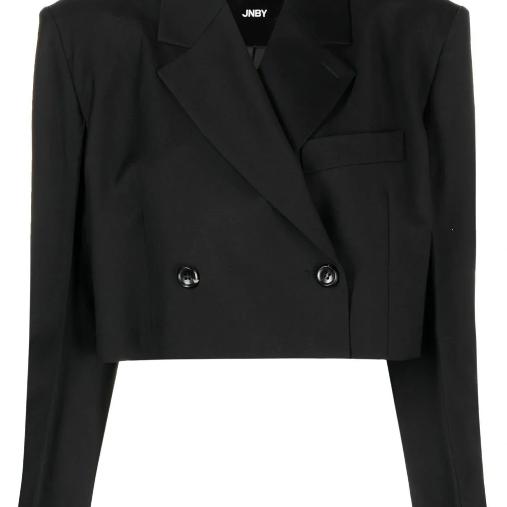 Укороченный двубортный блейзер