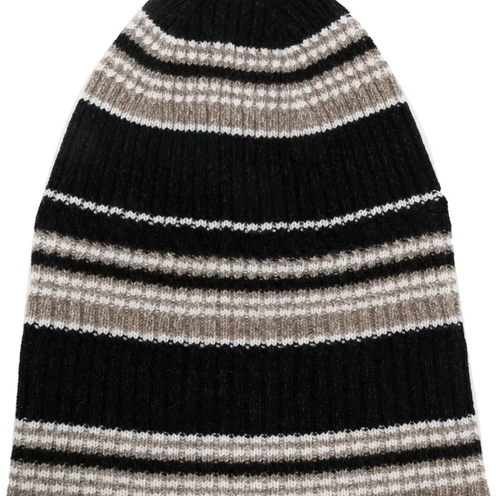 Кашемировая шапка бини в полоску