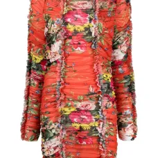 Платье мини с цветочным принтом