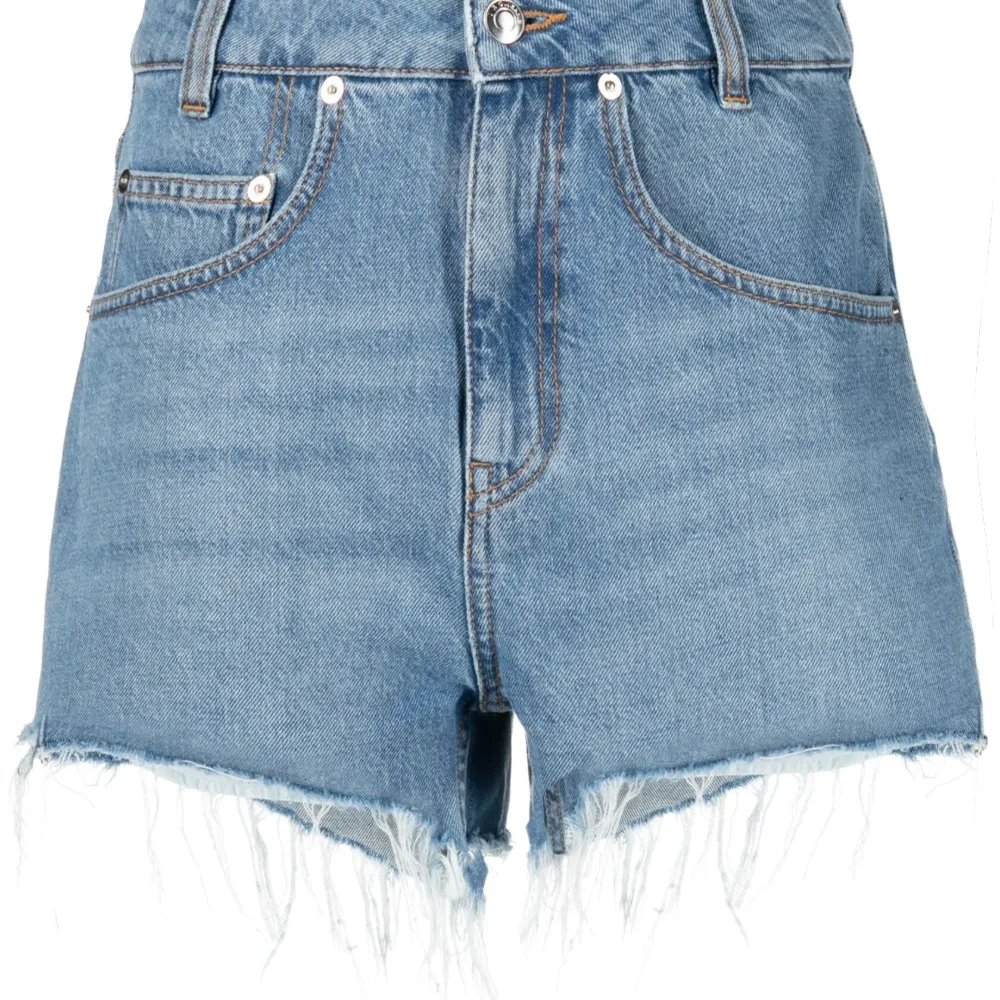 Джинсовые шорты с бахромой