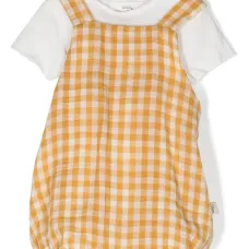 Комплект из футболки и ромпера в клетку