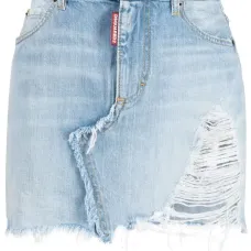 Джинсовая мини-юбка с эффектом потертости