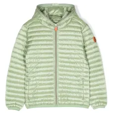 Пуховик с капюшоном и нашивкой-логотипом