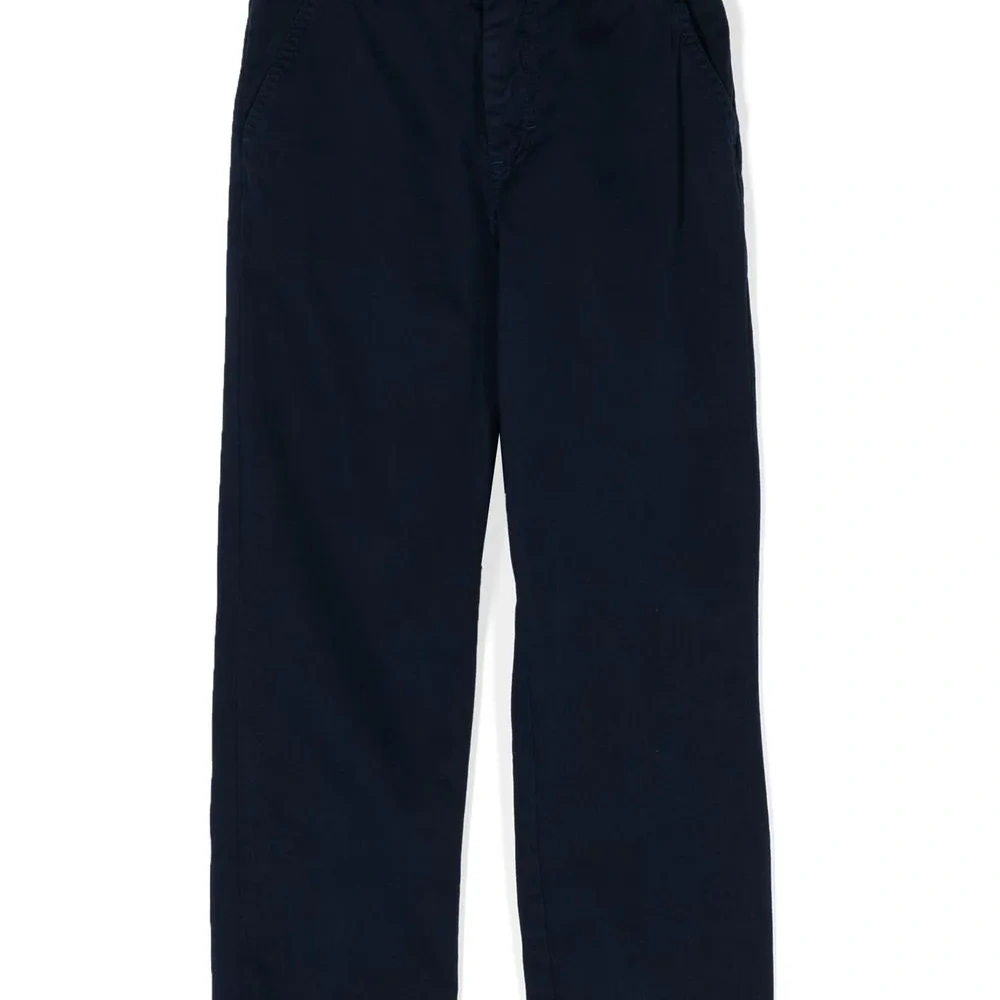 Elasticated-waist straight-leg trousers