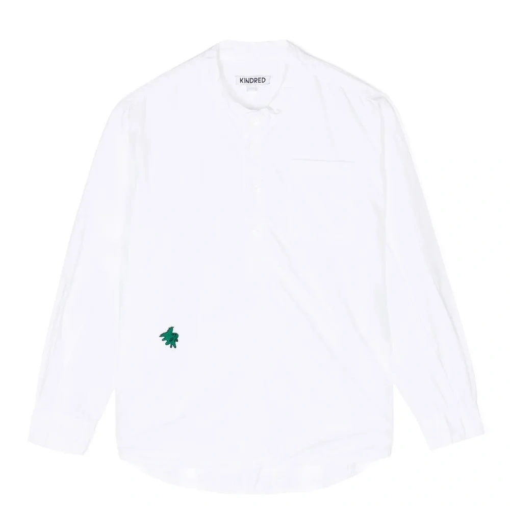 Motif-embroidered long-sleeve shirt