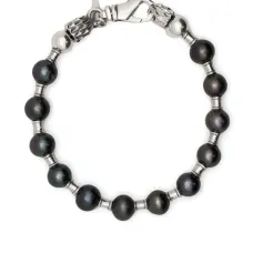 black pearl silver bracelet black pearl silver bracelet