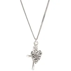 Cross and arabesque heart pendant
