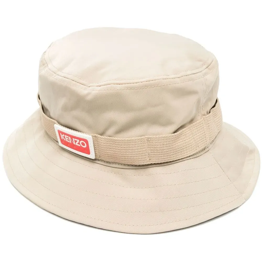 Side logo-patch detail bucket hat