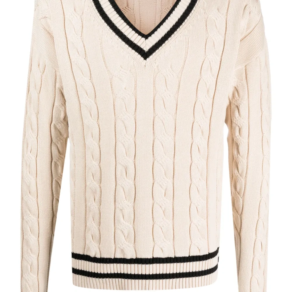 Вязаный джемпер с отделкой в полоску