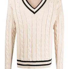 Вязаный джемпер с отделкой в полоску